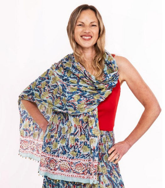 Cotton Block Print Scarf Various Colours/Prints