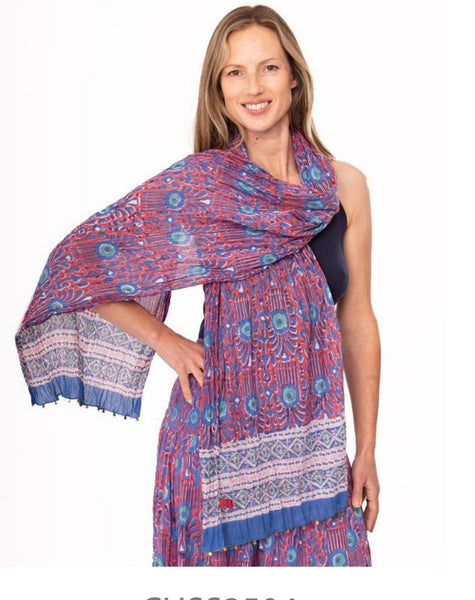 Cotton Block Print Scarf Various Colours/Prints