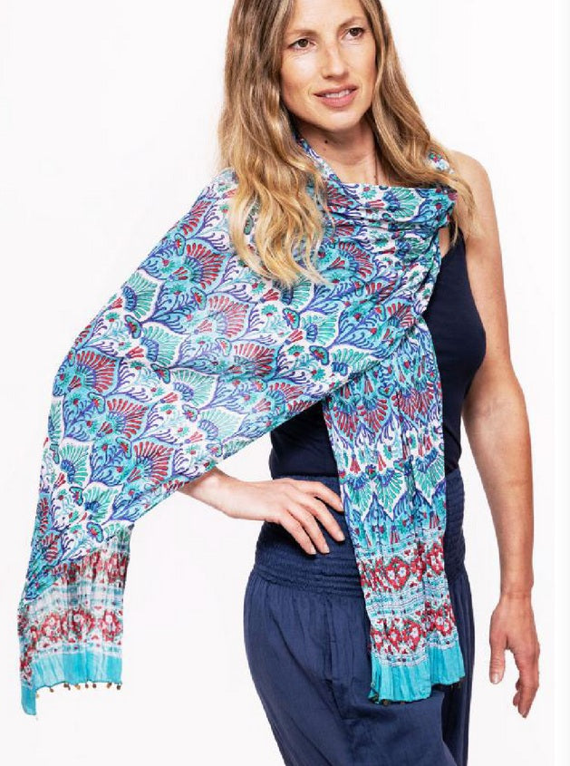 Cotton Block Print Scarf Various Colours/Prints