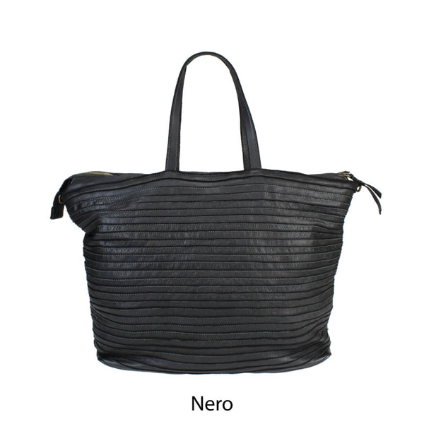 Leather Stitched Bag in Black
