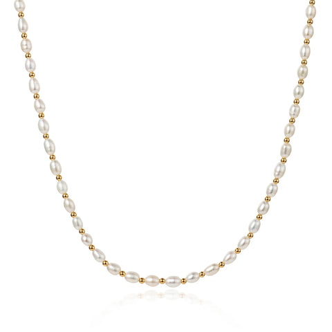Freshwater Seed Pearl Necklace With 18k Gold Vermeil Beads