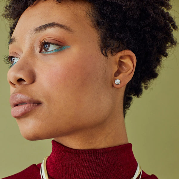 Silver and Pearl Stud Earrings