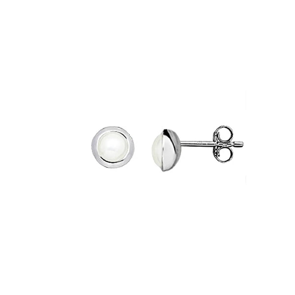 Silver and Pearl Stud Earrings